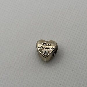 Pandora Silver Sterling and Civic Zirconia Heart-Shaped Best Friends Charm